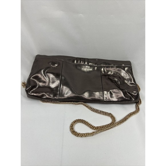 Expression Iridescent Silver￼ Purse Folds To Clutch Shoulder Bag Chain Magnet - Picture 2 of 8